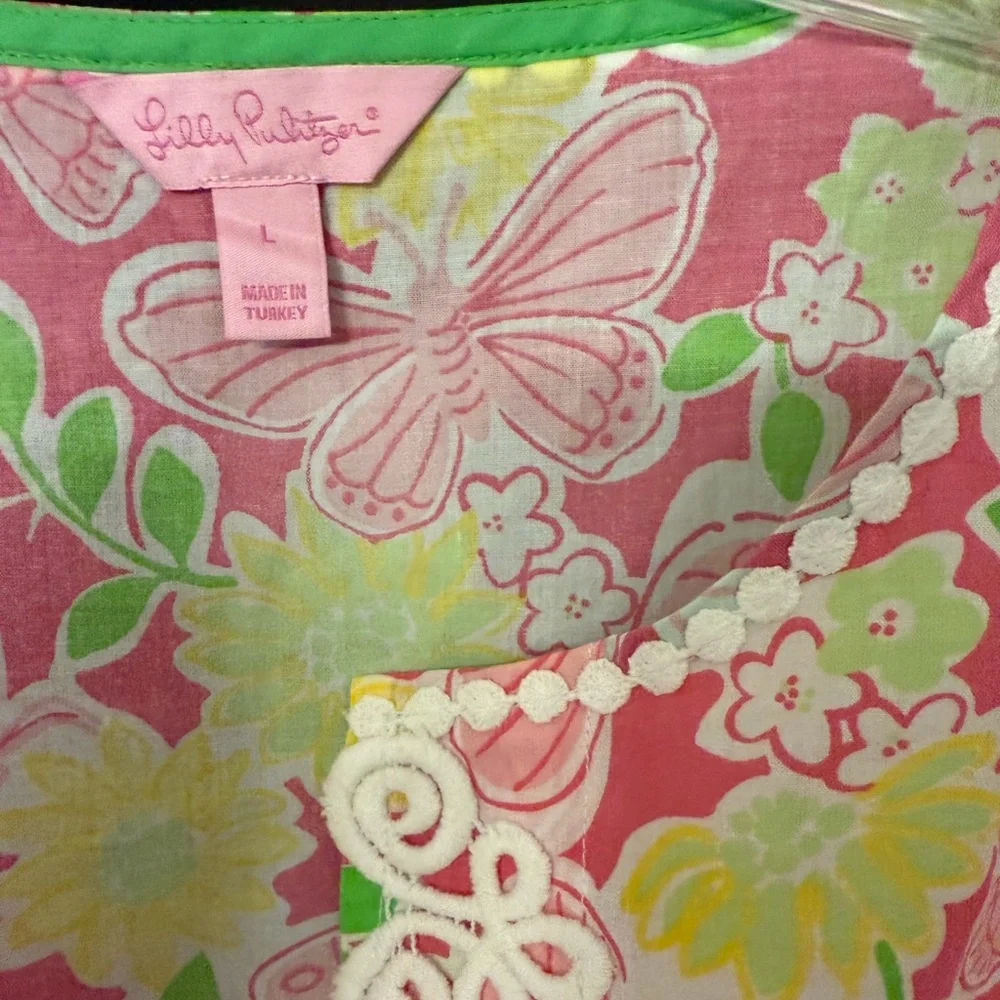 Lilly Pulitzer Floral Pink and Green Caftan Maxi NWT - Picture 5 of 8